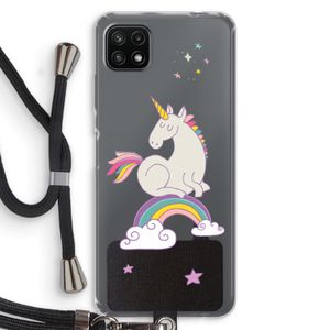 Regenboog eenhoorn: Samsung Galaxy A22 5G Transparant Hoesje met koord