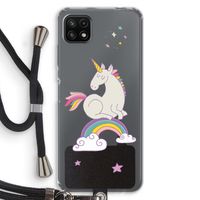 Regenboog eenhoorn: Samsung Galaxy A22 5G Transparant Hoesje met koord