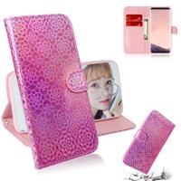 Voor Galaxy S8 effen kleur kleurrijke magnetische Buckle horizontale Flip PU lederen draagtas met houder & kaartsleuven & portemonnee & Lanyard (roze)