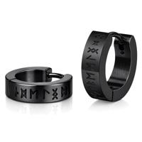Mendes Rune Script Oorring - Black Viking