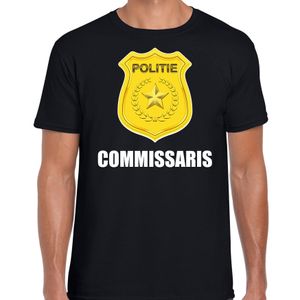 Commissaris politie embleem carnaval t-shirt zwart voor heren