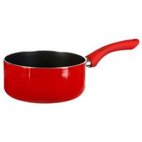 Steelpan/sauspan - Inductie - aluminium - rood/zwart - dia 18 cm   -