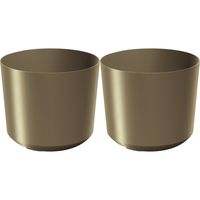 Plantenpot/bloempot Babylon - 2x - kunststof - buiten/binnen - goud - D15 x H15 cm