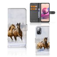 Xiaomi Redmi Note 10/10T 5G | Poco M3 Pro Telefoonhoesje met Pasjes Paarden - thumbnail