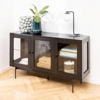 Bendt Dressoir Mick met glas, 140 x 82cm - Zwart - thumbnail