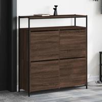 Schoenenkast met 4 klaplades 100x34x112 cm bruin eikenkleur