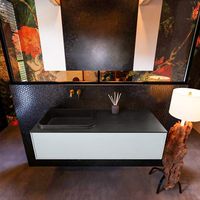 Badkamermeubelset Mondiaz Erin 120 cm met 1 Lade met RIDGE Wastafel Links Urban Zonder Kraangaten Greeploos Mat Clay