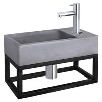 Differnz Force fonteinset beton donkergrijs - kraan recht - met handdoekrek - 40 x 22 x 9 cm - chroom