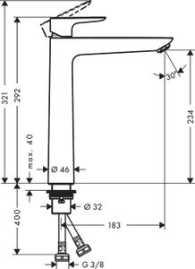 Wastafelmengkraan Talis E 240 HansGrohe Eengreeps Zonder Afvoer Chroom