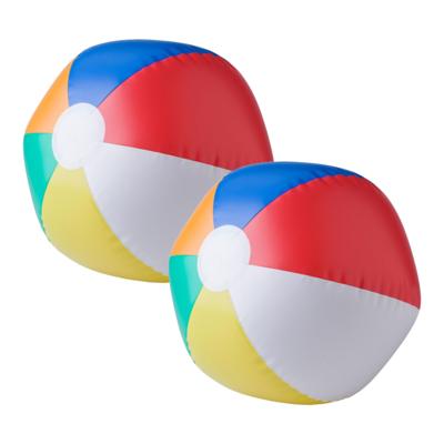 Impression Strandbal - 2x - opblaasbaar - zwembad speelgoed - gekleurd - D26 cm