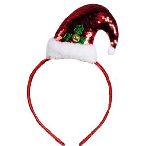 Diadeem kerstmuts - rood - pailletten - kerst haarband