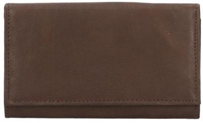 Leather Design Overslag Portemonnee met Beugel Bruin