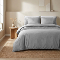 Dekbedovertrek Velvet Band - Sand Grijs - Lits-Jumeaux (240x220 Cm) - Grijs Microvezel - Effen - Sleeptime - Dekbed-Discounter.nl