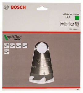 Bosch Accessories Optiline Wood 2608641184 Hardmetaal-cirkelzaagblad 190 x 30 x 2 mm Aantal tanden: 16 1 stuk(s)