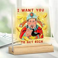 1pc acryl desktop plaque - Chinese stijl god van de rijkdom, jij wijst de god van de rijkdom aan, je moet rijk zijn, perfect cadeau voor kerstverjaardagsfeestje Lightinthebox