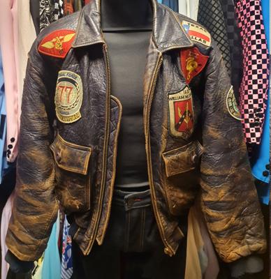 Vintage Pilot Army Jacket Leather Brown size L
