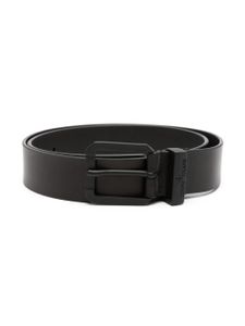 Stone Island Junior logo-engraved leather belt - Noir