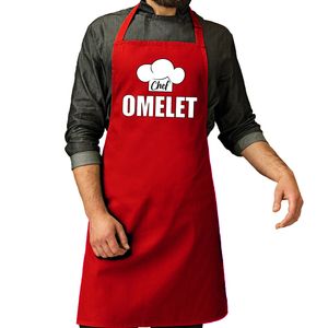 Chef omelet schort / keukenschort rood heren