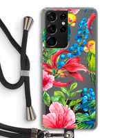 Papegaaien: Samsung Galaxy S21 Ultra Transparant Hoesje met koord