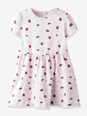 Jurk van jersey voor meisjes met korte mouwen en print NAME IT lichtroze