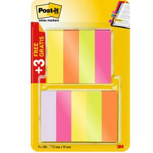 Post-it Plakindex 670-6+3 15 mm x 50 mm Neon-pink, Neon-groen, Neon-geel, Neon-oranje, Violet 900 vellen