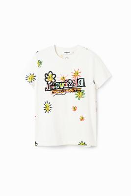Arty gevlokt T-shirt - WHITE - XS