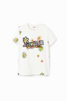 Arty gevlokt T-shirt - WHITE - XS