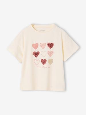 T-shirt met korte mouwen met hartjes ecru T-shirt met korte mouwen met hartjes ecru