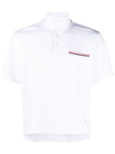 Thom Browne polo en coton à bande tricolore - Blanc