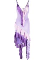 Roberto Cavalli robe asymétrique à volants - Violet