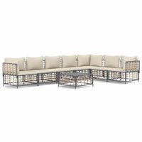 The Living Store Hoekbank Loungeset - Poly Rattan - Antraciet - 72x72x66 cm - Weerbestendig