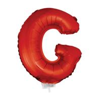 Folie ballon letter G - rood - met opblaas rietje - 41 cm - naam ballonnen