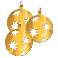 Grote Kerstbal hangdecoratie van karton - 3x - goud - Dia 30 cm - Kerstversiering