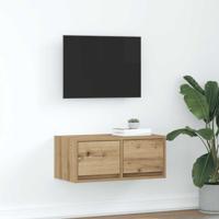 TV-meubel 60x31x25,5 cm bewerkt hout artisanaal eikenkleur TV-meubel 60x31x25,5 cm bewerkt hout artisanaal eikenkleur