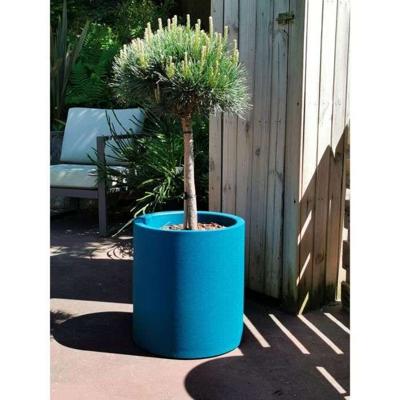 RIVIERA GRANIT ronde bloembak - Kunststof - Diameter 50 cm - Blauw