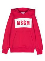 MSGM Kids hoodie en coton à logo imprimé - Rose - thumbnail