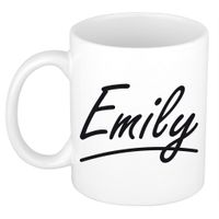 Emily voornaam kado beker / mok sierlijke letters - gepersonaliseerde mok met naam   -