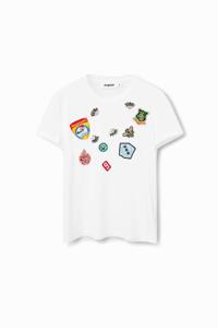 T-shirt met college-patches - WHITE - XXL