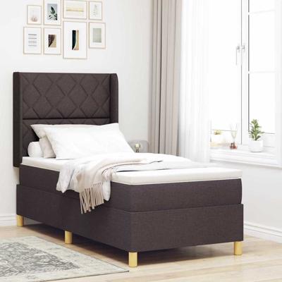 Boxspringbed met matras Donkerbruin 90 x 190 cm Stof