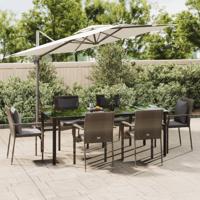 7-delige Tuinset met kussens poly rattan zwart en grijs