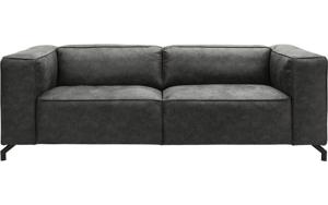 Goossens Bank Calvin grijs, micro leer, 3-zits, modern design