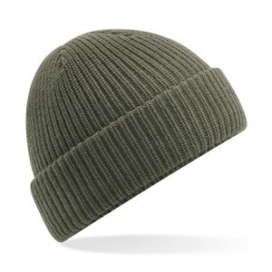 Dames Beanie Wintermuts olijf groen 100% acryl extra warm