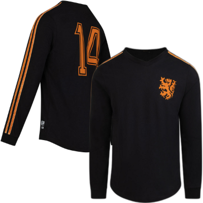 Cruyff - Holland Retro Voetbalshirt WK 1974 + Nummer 14 (Lange Mouwen)