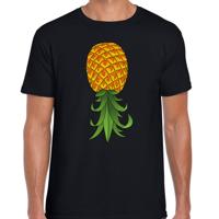 Verkleed T-shirt heren - zwart - omgekeerde ananas - foute party/themafeest Verkleed T-shirt heren - zwart - omgekeerde ananas - foute party/themafeest