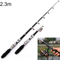 37cm draagbare telescopische zee hengel mini hengel verlengde lengte: 2 3 m zwarte clip Reel seat