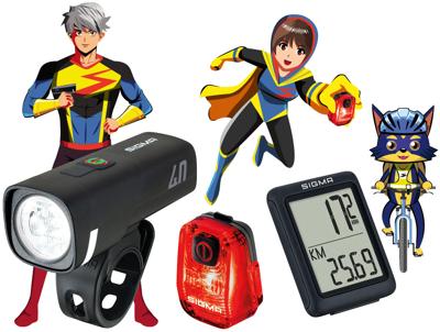 SIGMA SPORT verlichting "aura 40 / hiro 10 / bc 5.0 wr ride safe to school". sigma bundle aura 40 + hiro 10 + bc 5.0 rsts