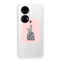 Zwart-wit cactus: Huawei P50 Transparant Hoesje
