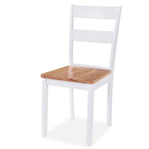 The Living Store Eetkamerstoelen Rubberwood - Set van 6 - 40.5 x 47.5 x 95.5 cm - Wit - Natuurlijk Hout