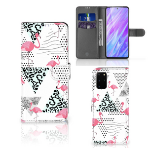 Samsung Galaxy S20 Plus Telefoonhoesje met Pasjes Flamingo Triangle