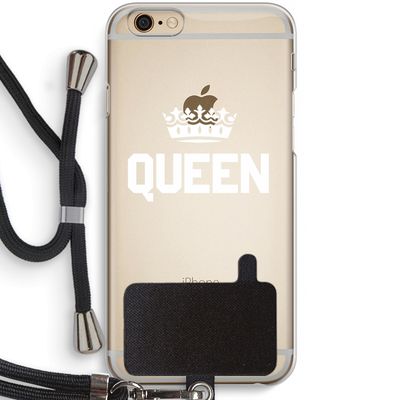 Queen zwart: iPhone 6 / 6S Transparant Hoesje met koord